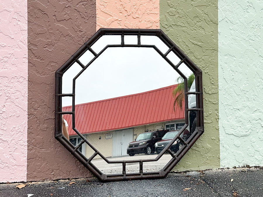 Large Faux Bamboo Octagon MIrror