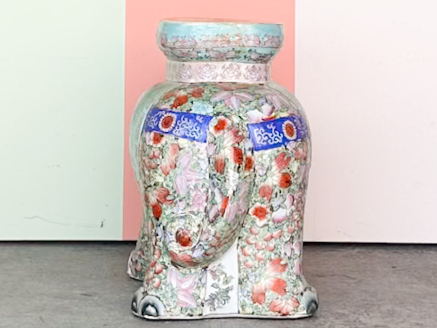 Chinoiserie Chic Colorful Ceramic Elephant Garden Seat
