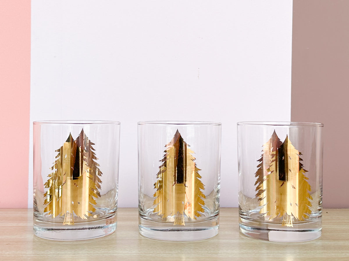 Set of Six Georges Briard Christmas Tree Glassware