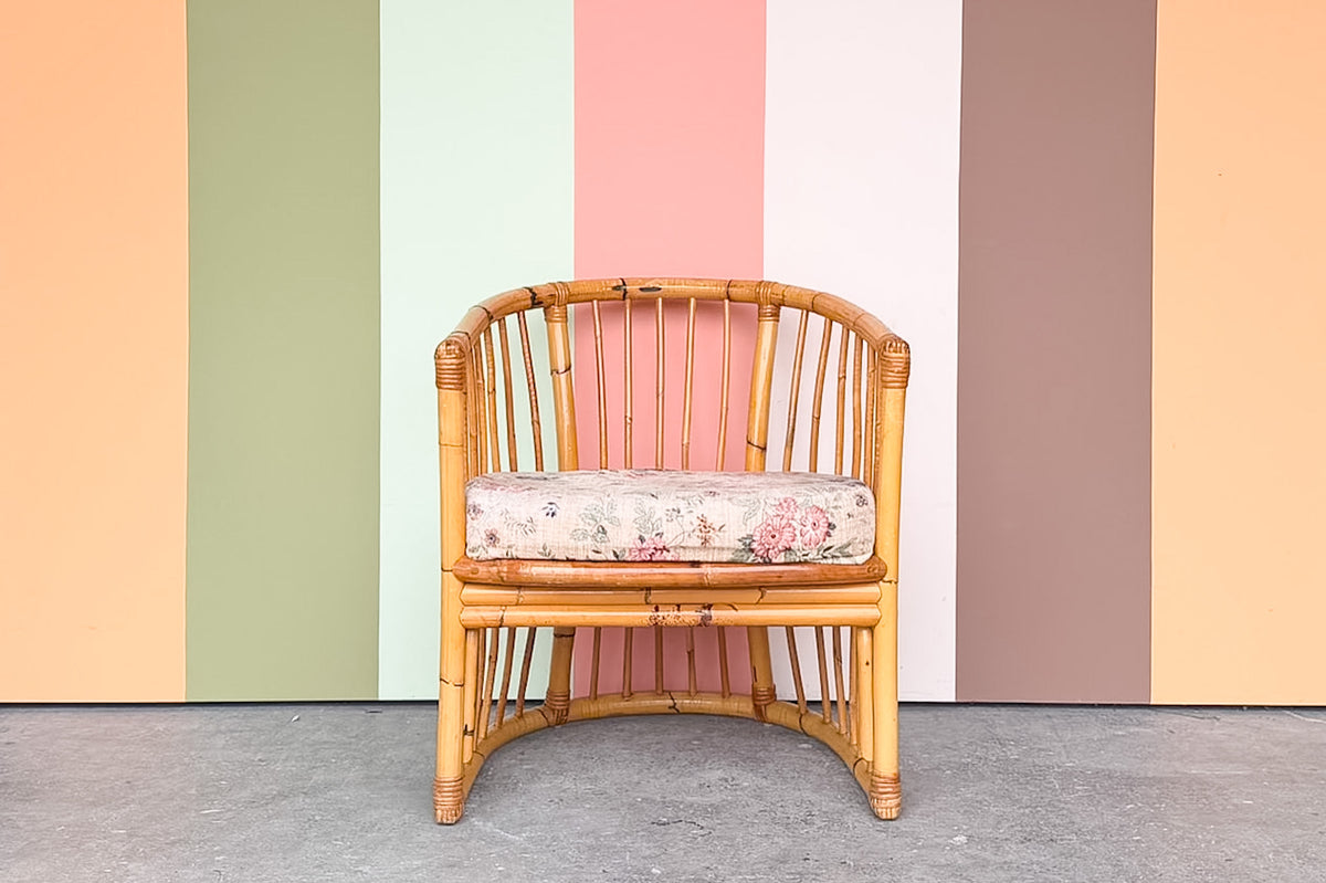 Old Florida Rattan Barrel Chair