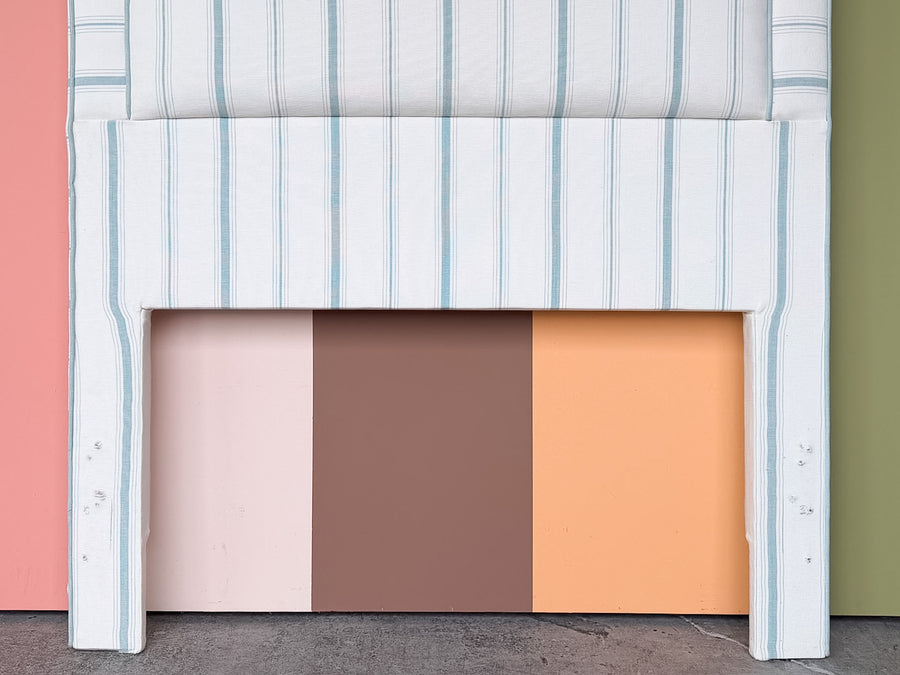 Pair of Striped Upholstered Twin Headboards