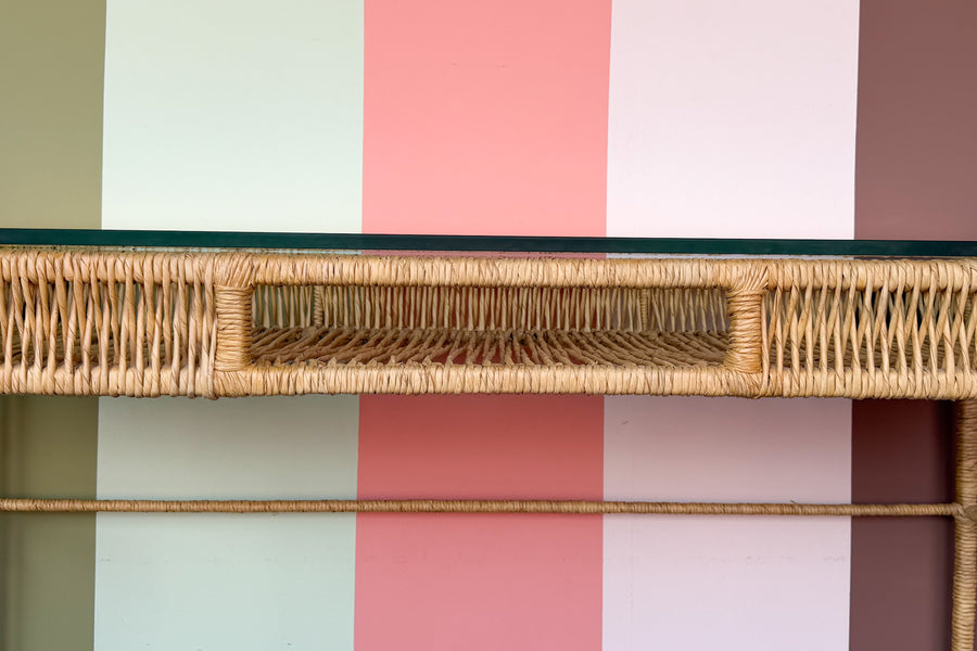 Coastal Chic Rattan Wrapped Desk