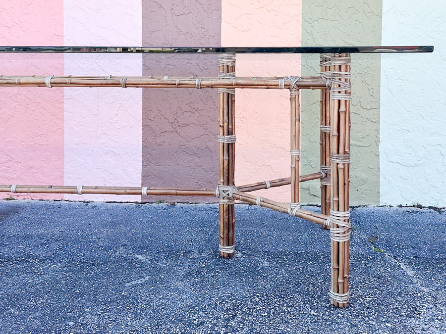 McGuire Style Rattan Dining Table