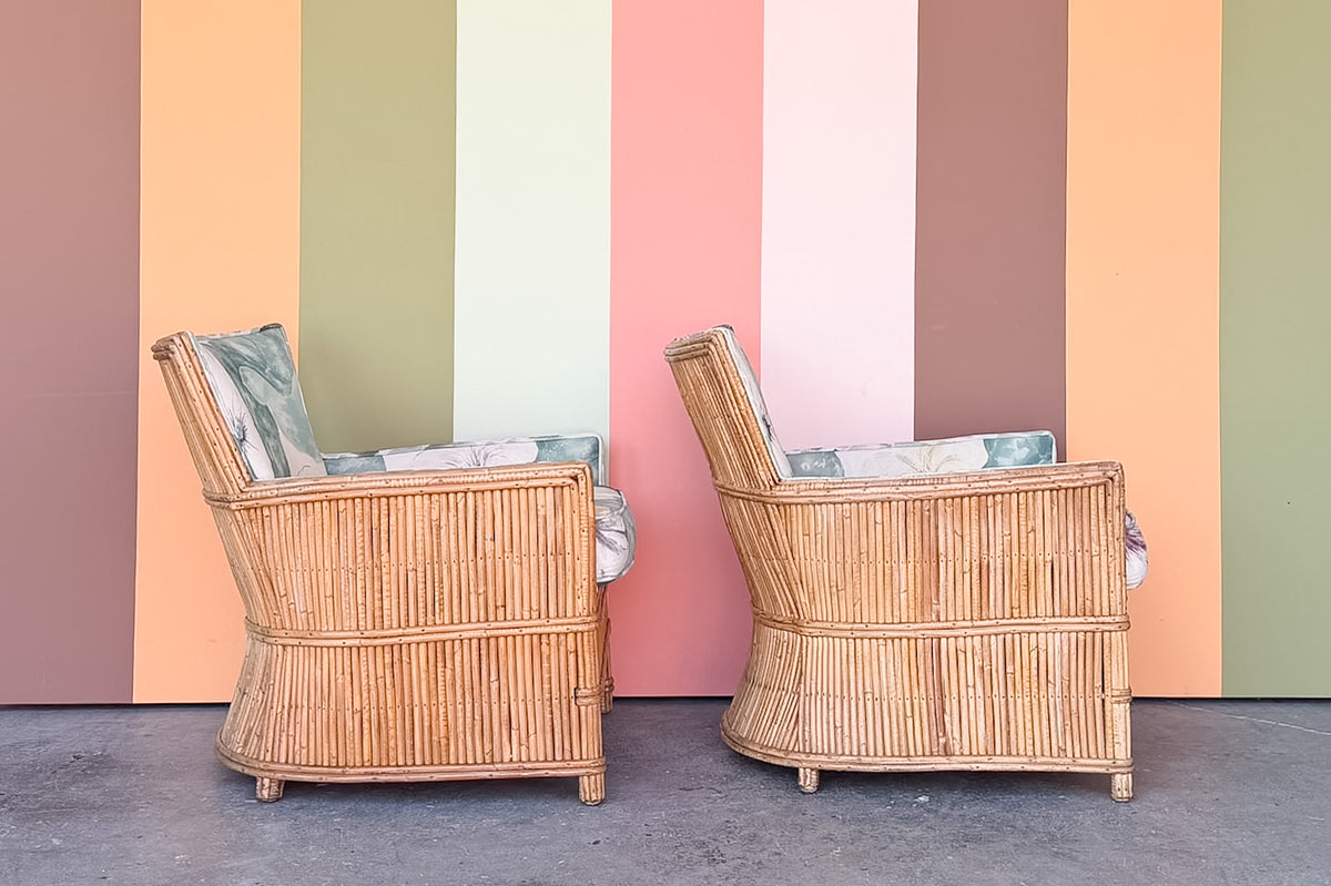 Pair of Pencil Reed Lounge Chairs