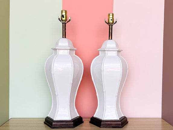 Pair of Palm Beach Style Faux Bamboo Lamps
