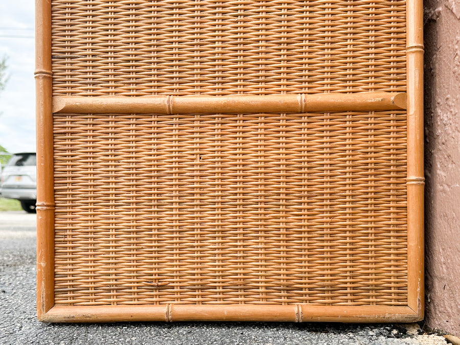 Rattan Wrapped Faux Bamboo Double Dresser