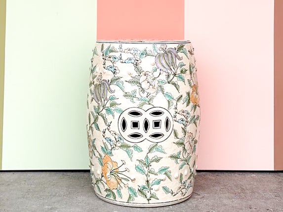 Pretty Peach Chinoiserie Garden Seat