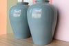 Pair of Large Ocean Blue Crackle Lamps