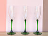 Set of Six French Green Champagne Glassware