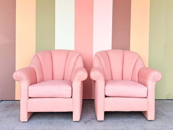 Pair of Pink Chic Thomasville Scallop Back Chairs