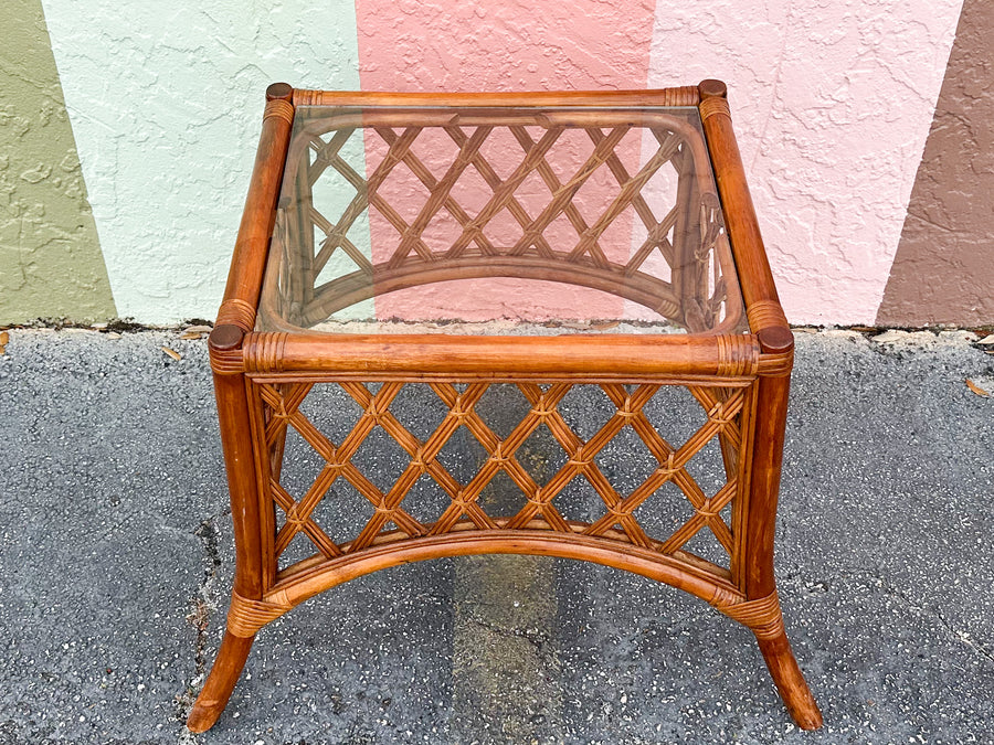 Rattan Lattice Side Table
