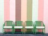 Set of Four Green Ficks Reed Rattan and Cane Chairs