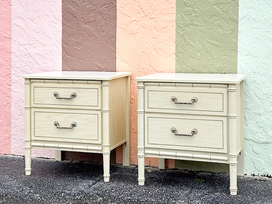 Pair of Faux Bamboo Nightstands