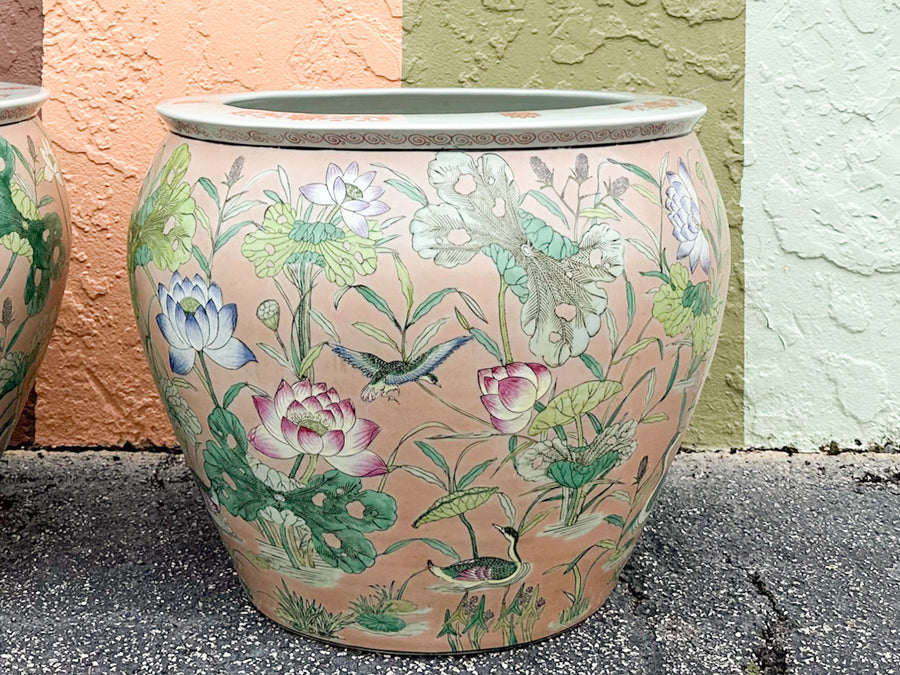 Pair of Large Lotus Cachepots