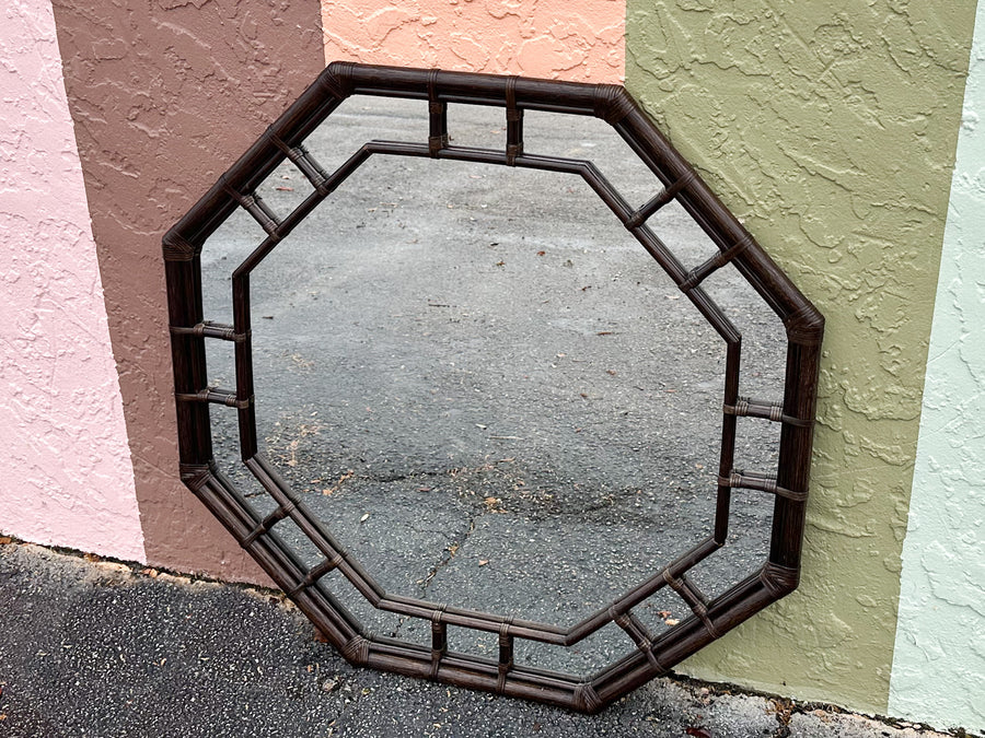 Large Faux Bamboo Octagon MIrror