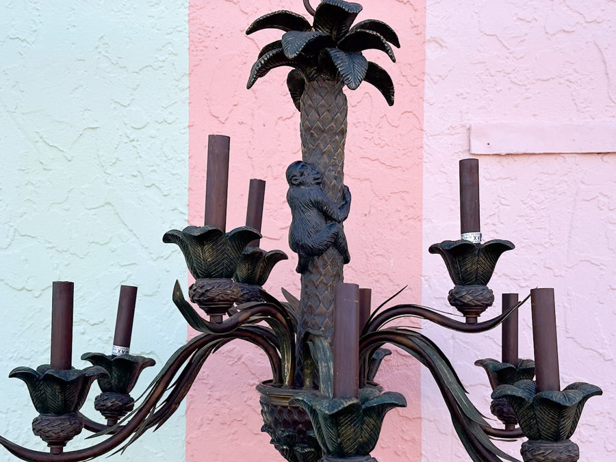 Whimsical Monkey Tole Chandelier