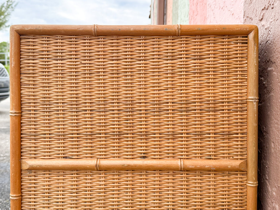 Rattan Wrapped Faux Bamboo Double Dresser