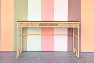 Coastal Chic Rattan Wrapped Desk