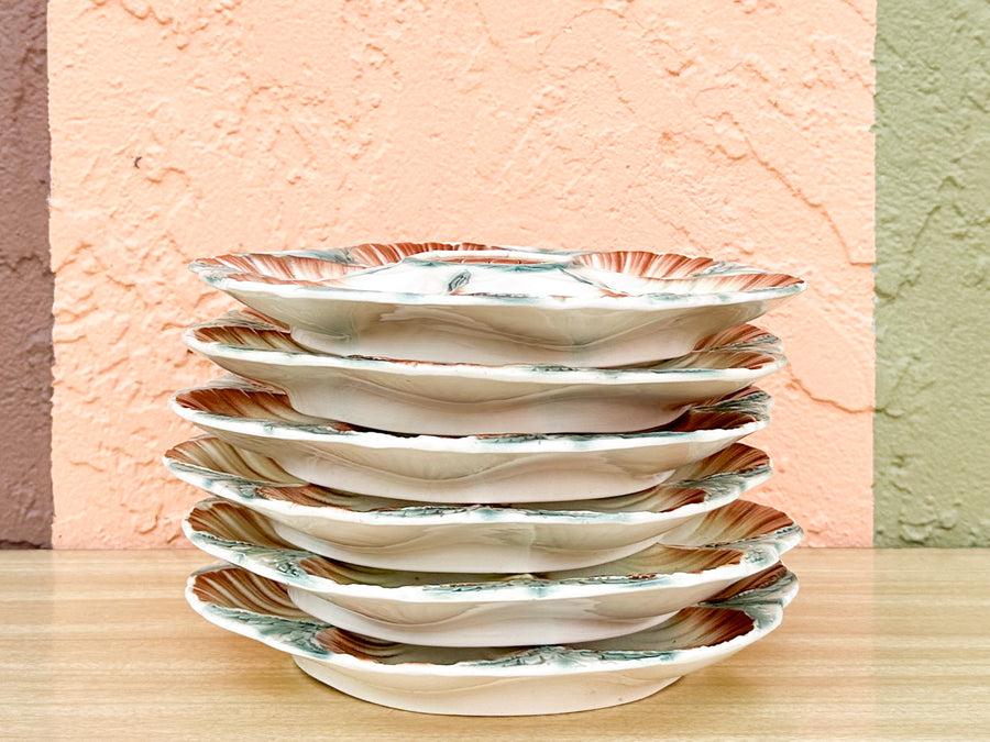 Set of Six Digoin Oyster Plates