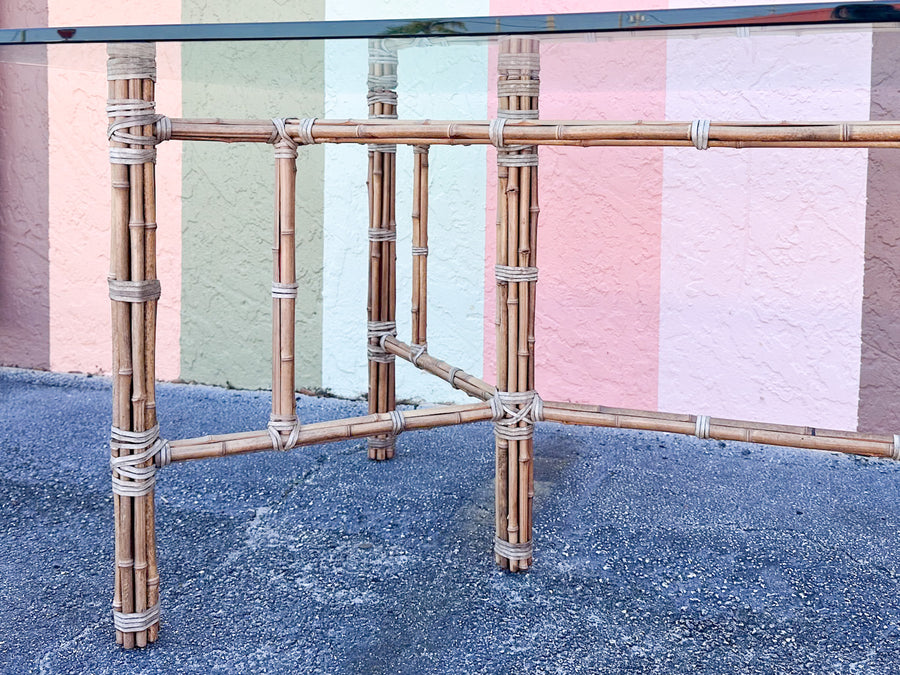 McGuire Style Rattan Dining Table