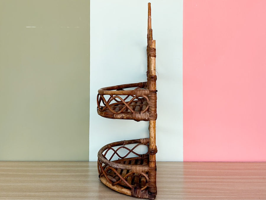 Whimsical Rattan Wall Shelf