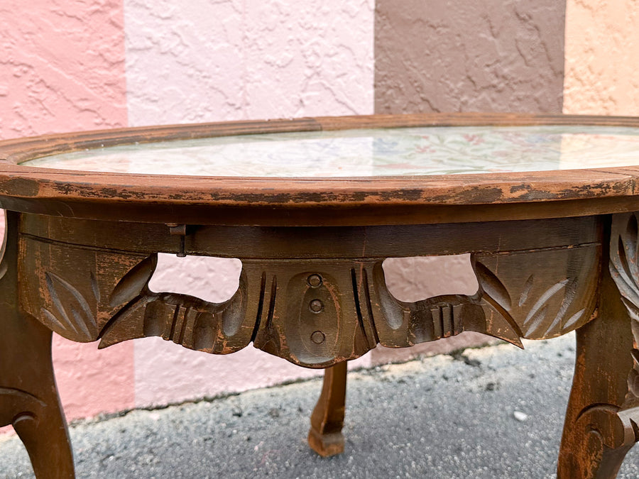 Moroccan Inspired Wood Carved Coffee Table