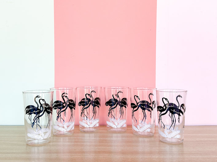 Set of Six Flamingo Glassware