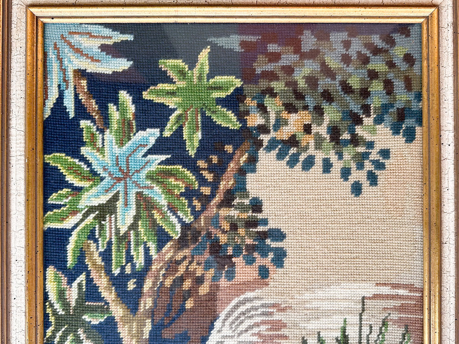 Old Florida Grey Heron Needlepoint Art