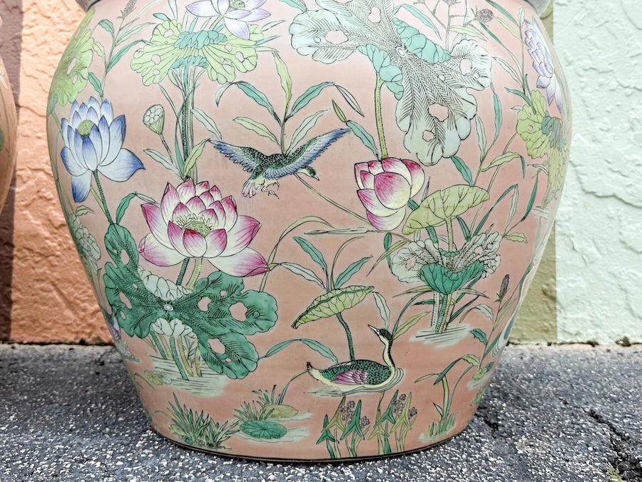 Pair of Large Lotus Cachepots