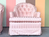 Pair of Pink Chic Upholstered Swivel Chairs