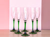 Set of Six French Green Champagne Glassware