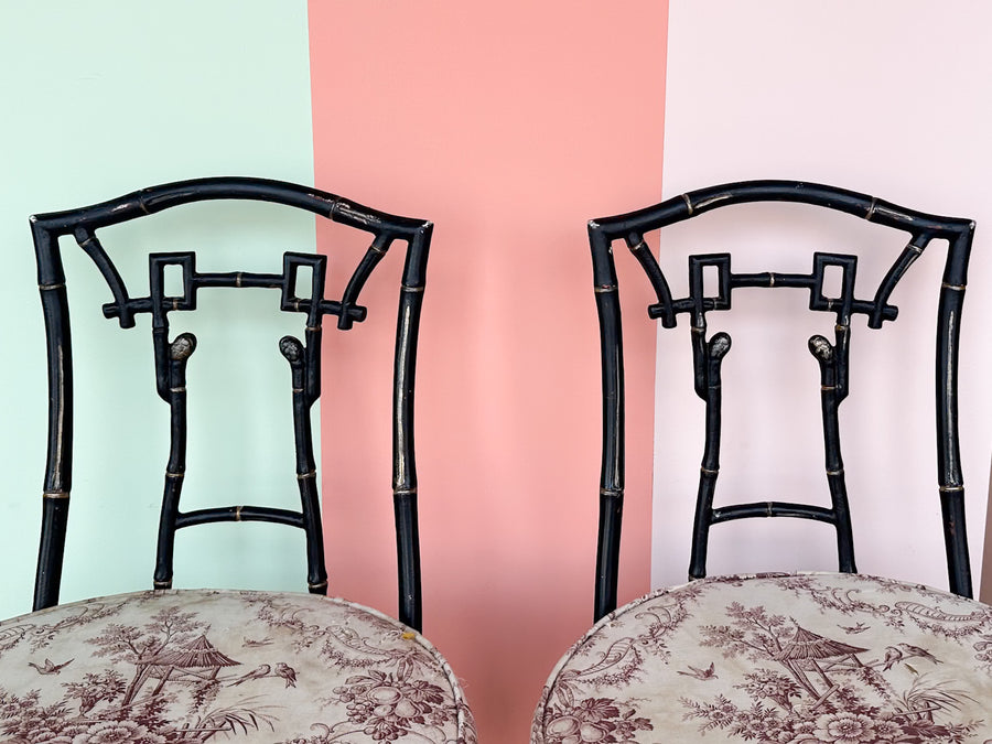 Pair of Faux Bamboo Bar Stools