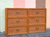 Rattan Wrapped Faux Bamboo Double Dresser