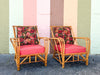 Pair of 1940s Heywood Wakefield Rattan Lounge Chairs