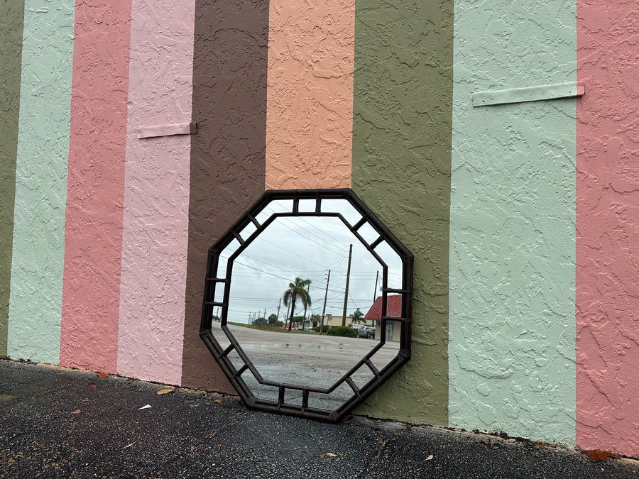 Large Faux Bamboo Octagon MIrror