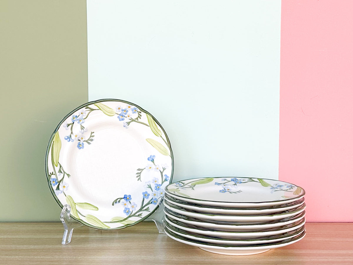 Set of Eight Franciscan Forget Me Not Salad Plates
