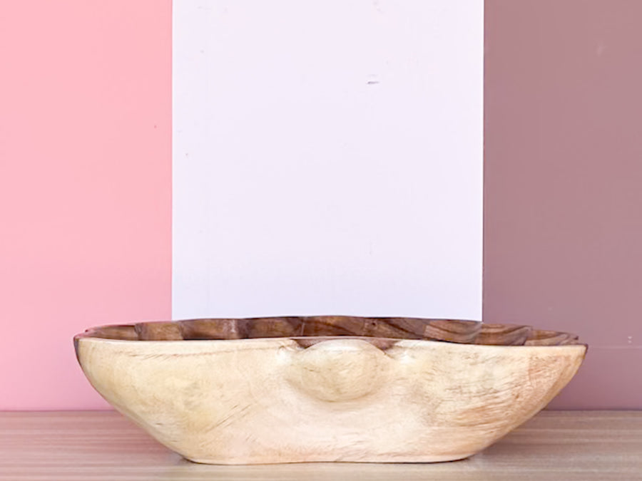 Hand Carved Teak Clam Shell Bowl