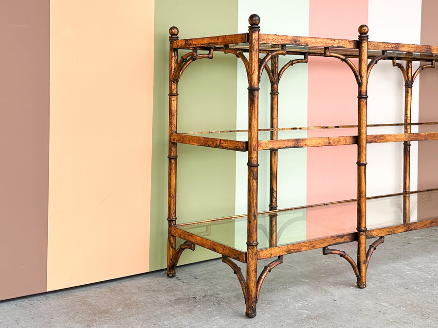 Regency Style Faux Bamboo Metal Console