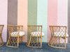 Set of Six Coastal Chic Rattan Dining Chairs