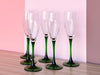 Set of Six French Green Champagne Glassware