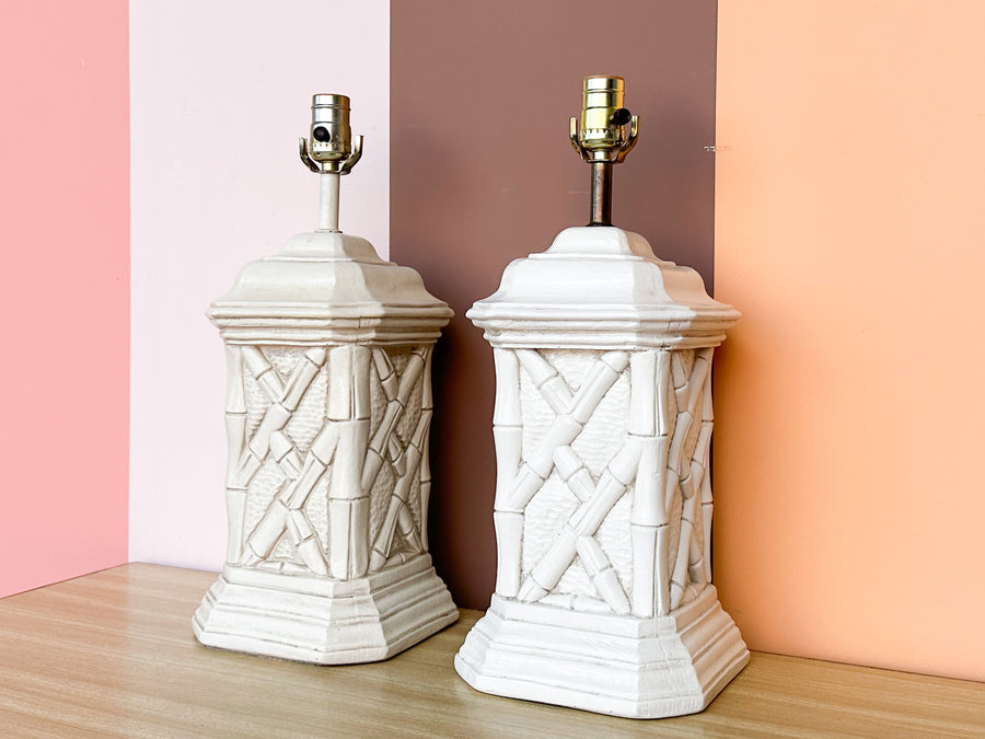 Pair of Faux Bamboo Lamps