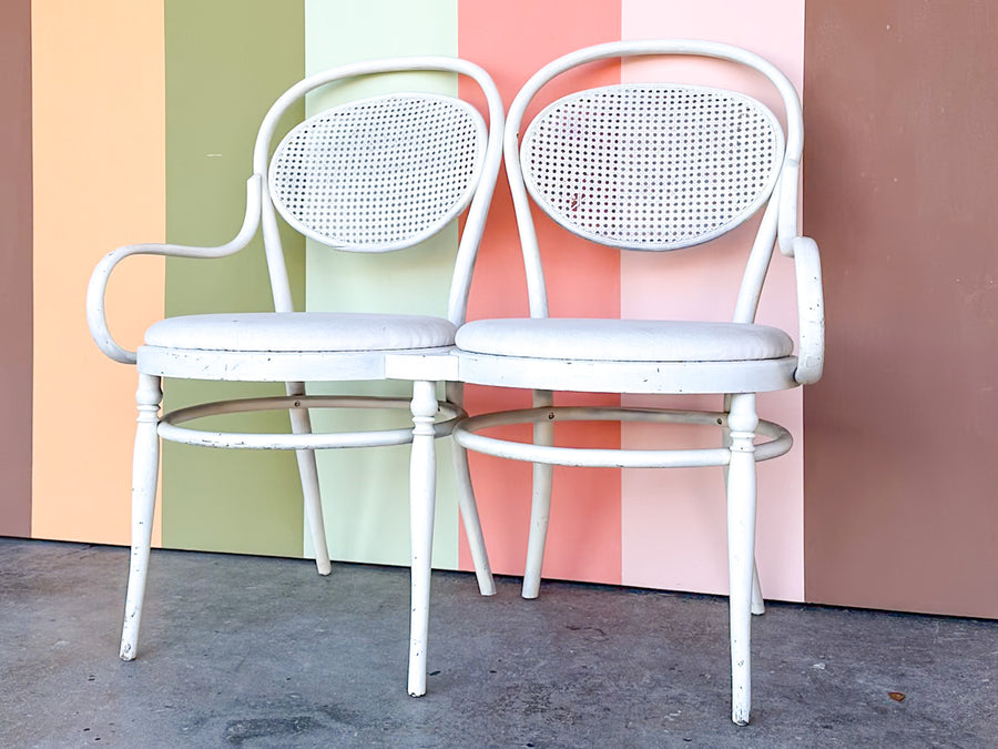 Rattan and Cane Sweetheart Bench