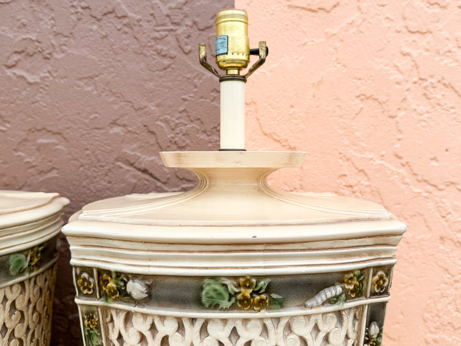 Pair of Dorothy Draper Inspired Resin Lamps