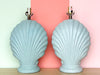 Pair of Turquoise Shell Motif Lamps