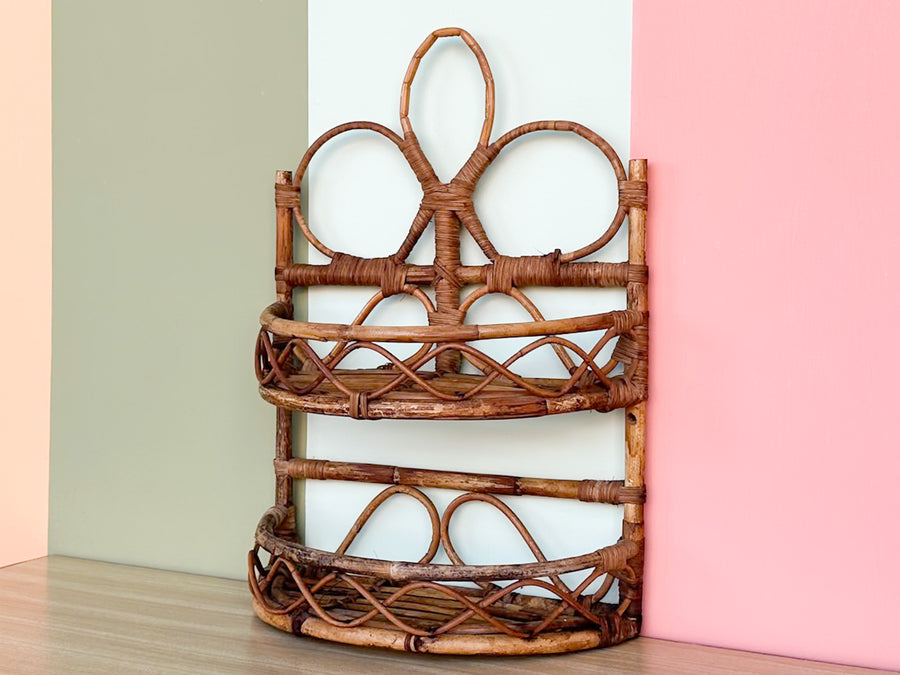 Whimsical Rattan Wall Shelf