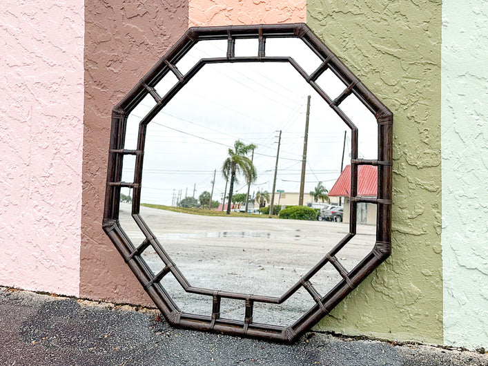 Large Faux Bamboo Octagon MIrror