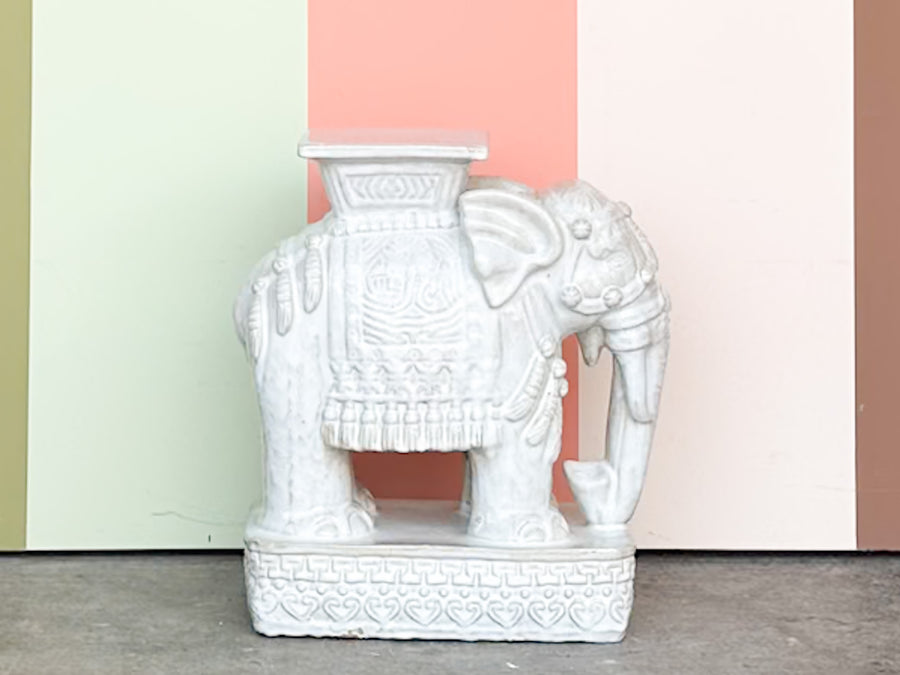 Terracotta White Elephant Garden Seat