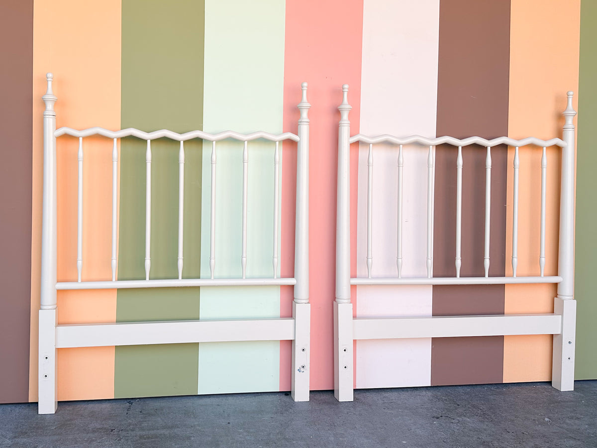 Pair of Whimsical Wood Twin Headboards
