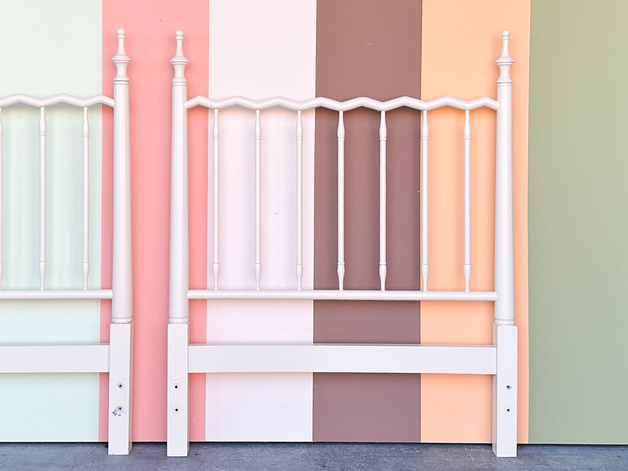 Pair of Whimsical Wood Twin Headboards