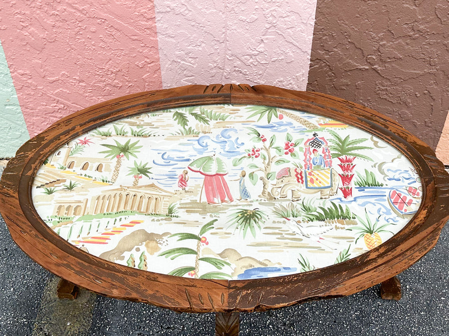 Moroccan Inspired Wood Carved Coffee Table
